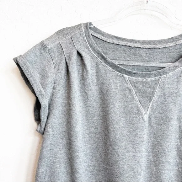 Lululemon Women's Roll Up Crop Top Shirt Short Sleeve Grey French Terry 6 - Picture 3 of 6